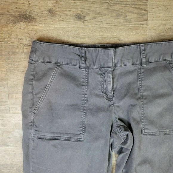 LOFT Ann Taylor Jeans Gray Solid Casual Cotton Pants Straight Leg Flat Front 4 - Picture 3 of 9